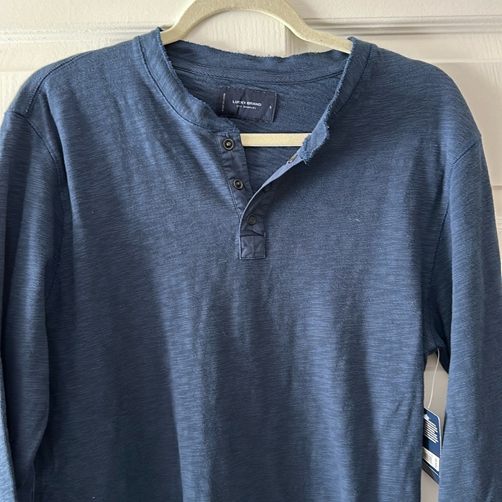 Lucky Brand Men's Snap Long Sleeve Henley Blue Size small